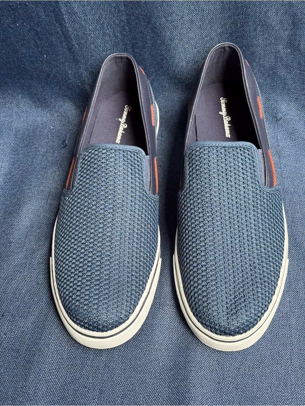 Tommy Bahama Exodus Mesh Slip On Loafer Shoes Navy Blue Boat Sneakers Men  13